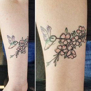Hummingbird Floral Tattoo by Adrienne Alexander at Crimson Empire Tattoo in Edmonton Alberta Canada