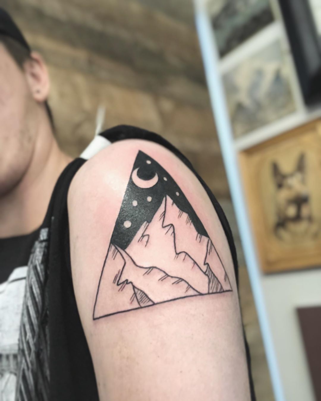 Mountain and Moon Tattoo by Vanessa Spezowka at Crimson Empire Tattoo in Edmonton Alberta Canada