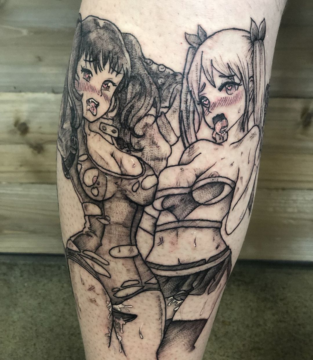 Lewd Anime Ladies Tattoo by Vanessa Spezowka at Crimson Empire Tattoo in Edmonton Alberta Canada