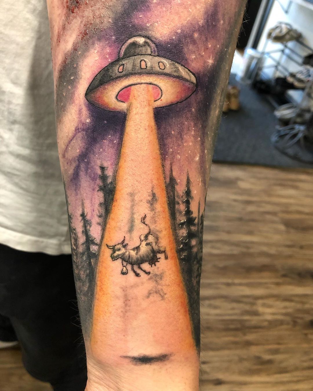 Alien Abduction Tattoo by Steve Hayes at Black Gold Tattoo Co in Edmonton Alberta Canada