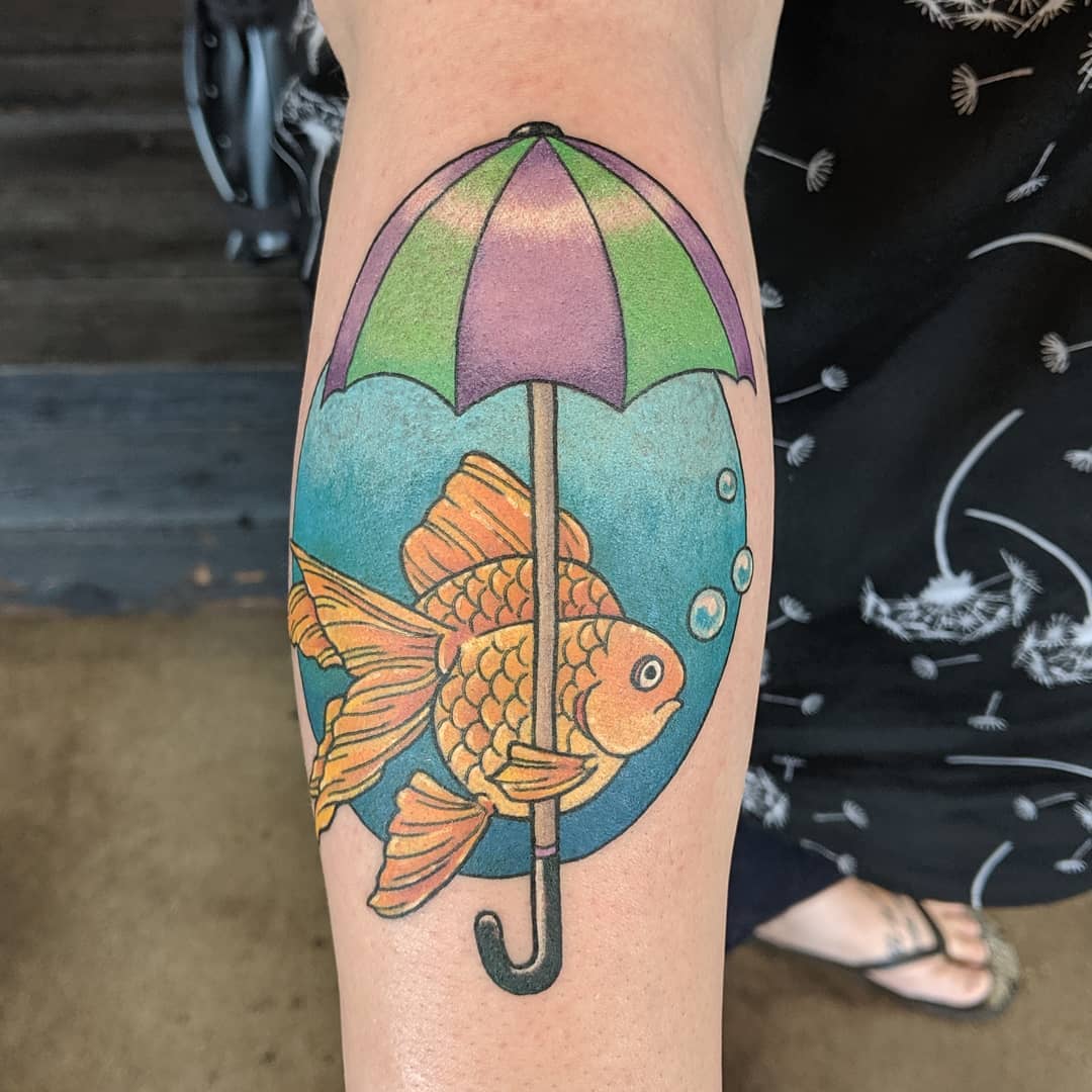 Goldfish Tattoo by Sheila Anderson at Crimson Empire Tattoo in Edmonton Alberta Canada