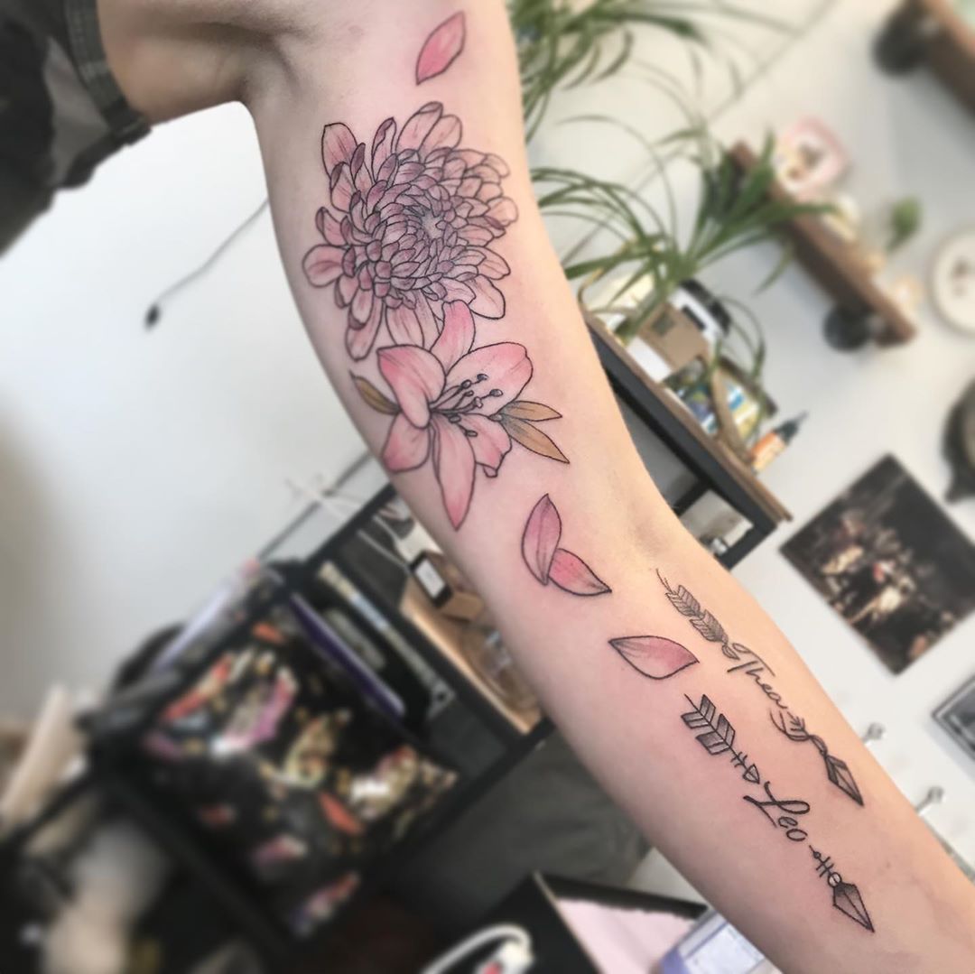 Floral Tattoo by Vanessa Spezowka at Crimson Empire Tattoo in Edmonton Alberta Canada
