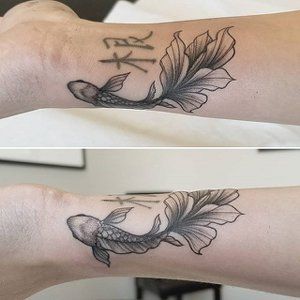 Koi Fish Tattoo by Adrienne Alexander at Crimson Empire Tattoo in Edmonton Alberta Canada