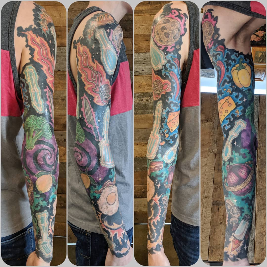 Galaxy Food Sleeve by Sheila Anderson at Crimson Empire Tattoo in Edmonton Alberta Canada