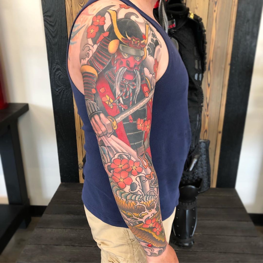 Samurai Tattoo by Curt Semeniuk at Crimson Empire Tattoo in Edmonton Alberta Canada