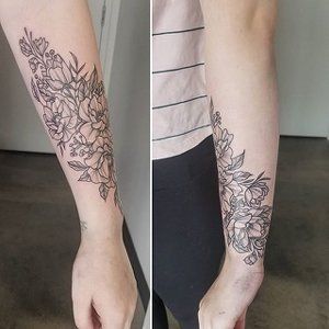 Floral Tattoo by Adrienne Alexander at Crimson Empire Tattoo in Edmonton Alberta Canada