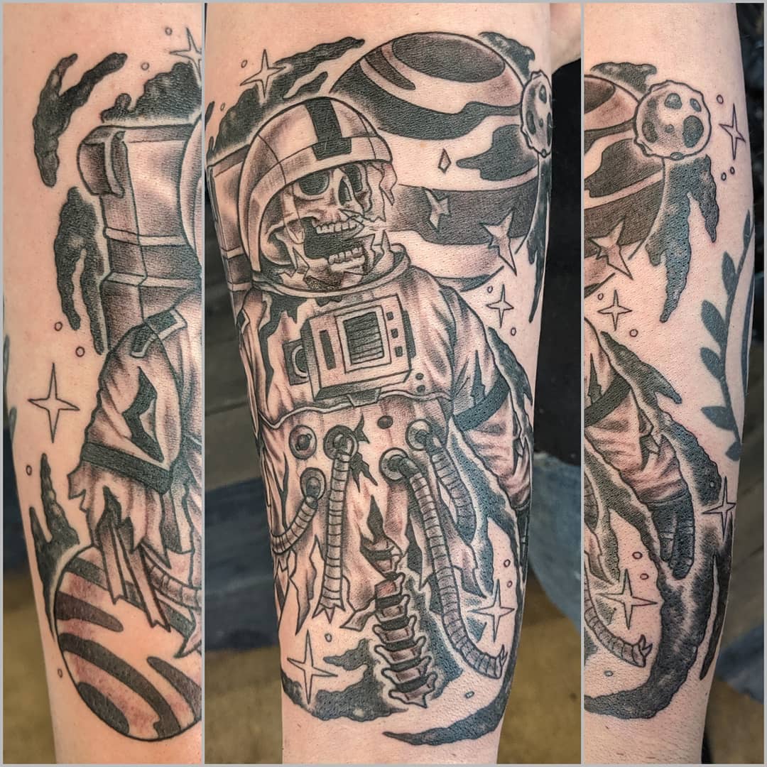 Dead Astronaut Tattoo by Sheila Anderson at Crimson Empire Tattoo in Edmonton Alberta Canada