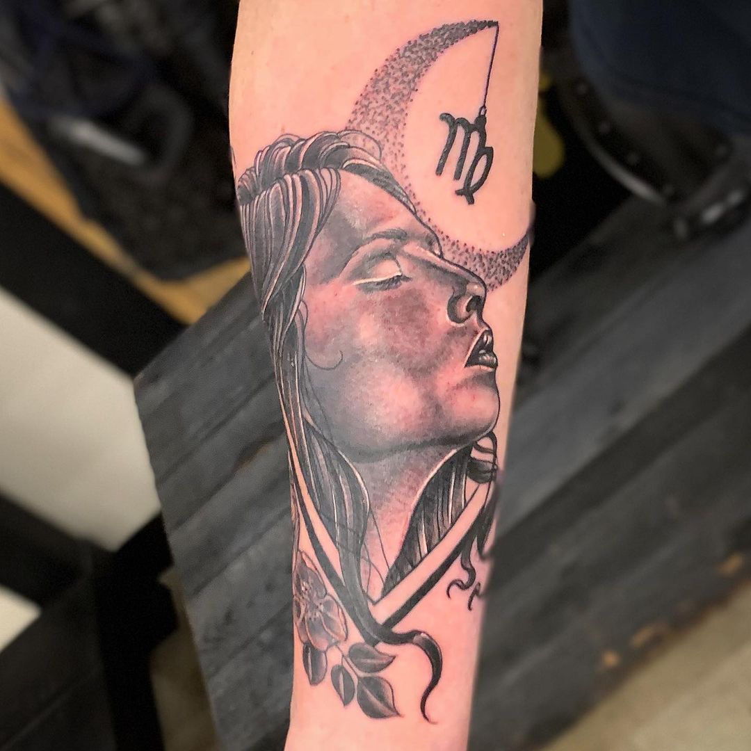 Lady Portrait Tattoo by Dale Moostoos at Crimson Empire Tattoo in Edmonton Alberta Canada