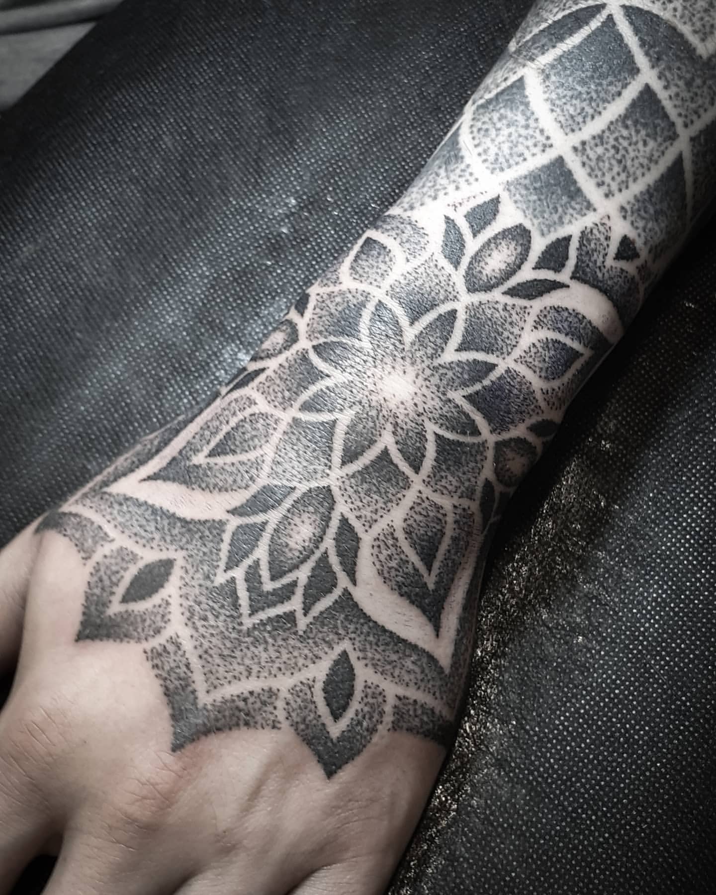 Geometric Dotwork Tattoo by Lex at Black Gold Tattoo Co in Edmonton Alberta Canada