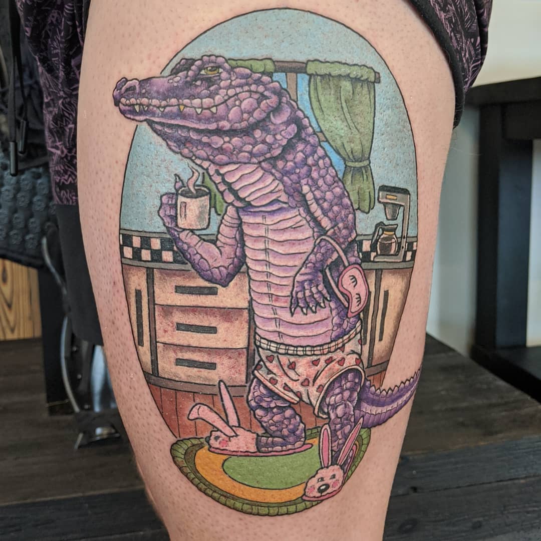 Alligator Tattoo by Sheila Anderson at Crimson Empire Tattoo in Edmonton Alberta Canada