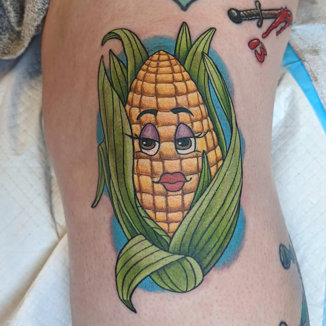 Corn Tattoo by Sheila Anderson at Crimson Empire Tattoo in Edmonton Alberta Canada
