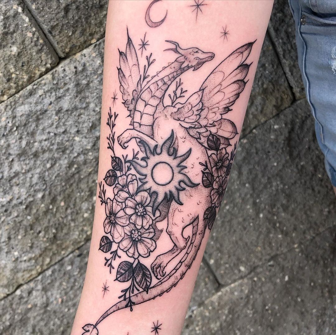 Dragon Tattoo by Vanessa Spezowka at Crimson Empire Tattoo in Edmonton Alberta Canada