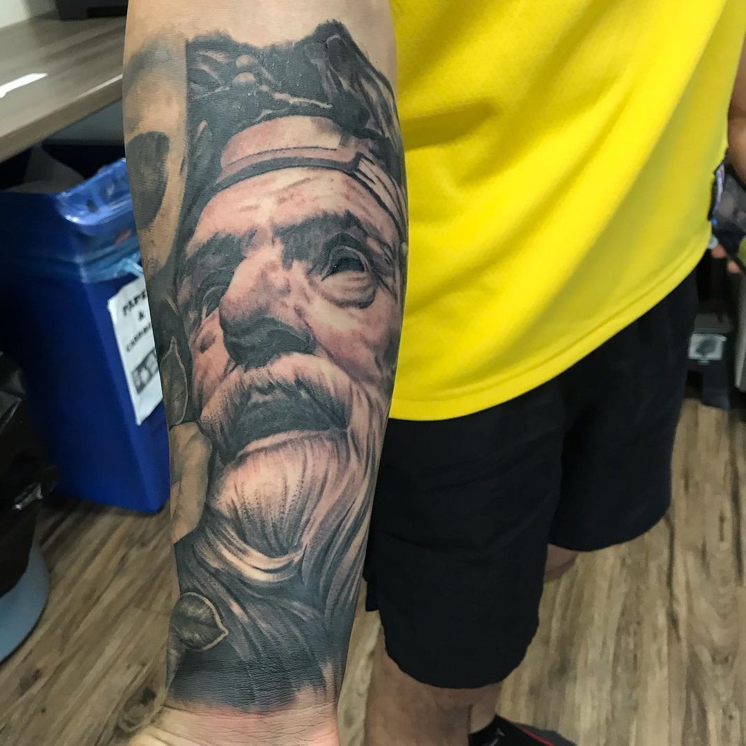 Zeus Tattoo by Alan Coates at Black Gold Tattoo Co in Edmonton Alberta Canada