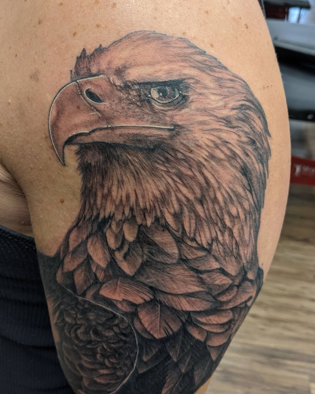 Eagle Tattoo by Kevin Sherritt at Black Gold Tattoo Co in Edmonton Alberta Canada