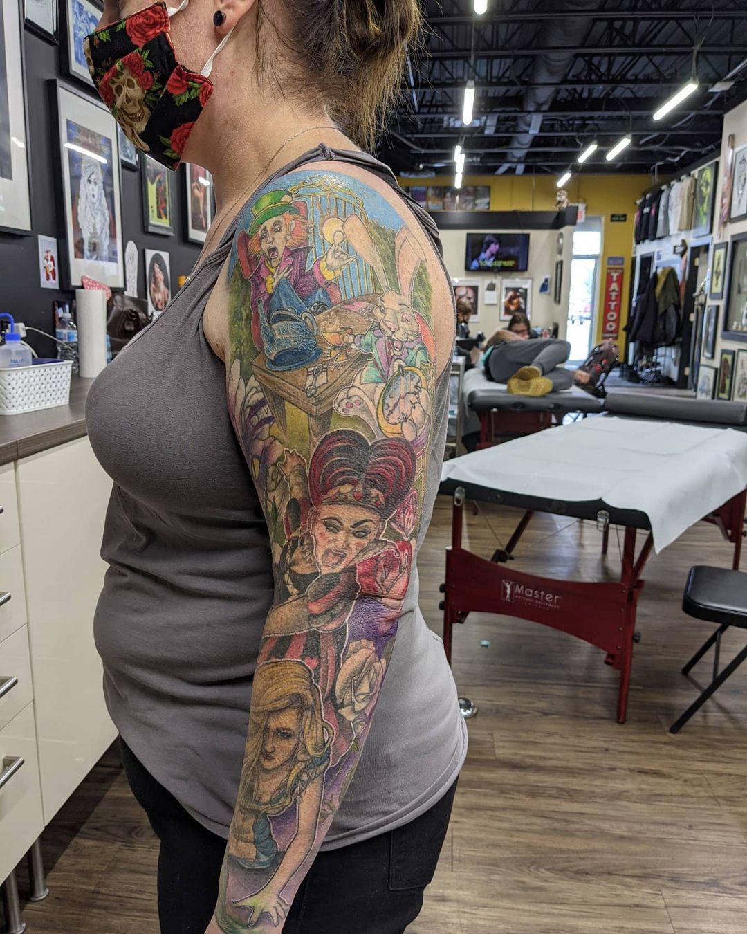 Alice in Wonderland Sleeve by Kevin Sherritt at Black Gold Tattoo Co in Edmonton Alberta Canada
