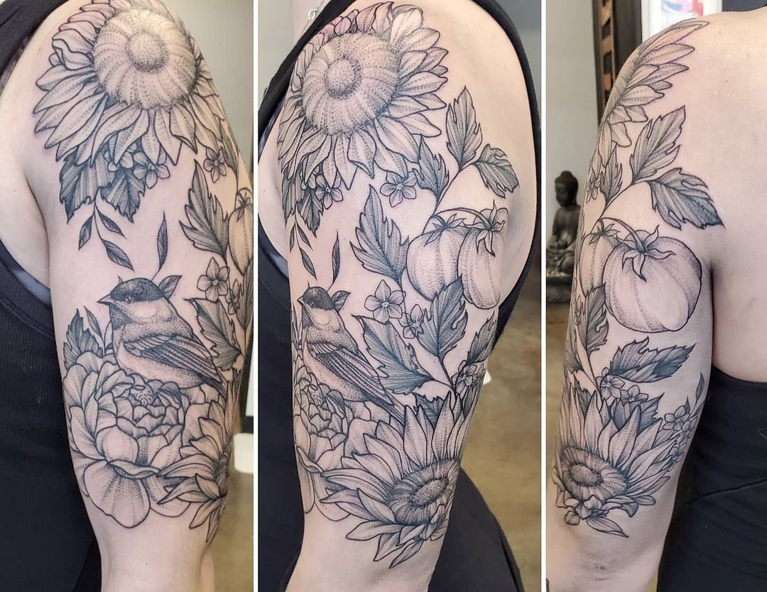 Floral Tattoo by Adrienne Alexander at Crimson Empire Tattoo in Edmonton Alberta Canada