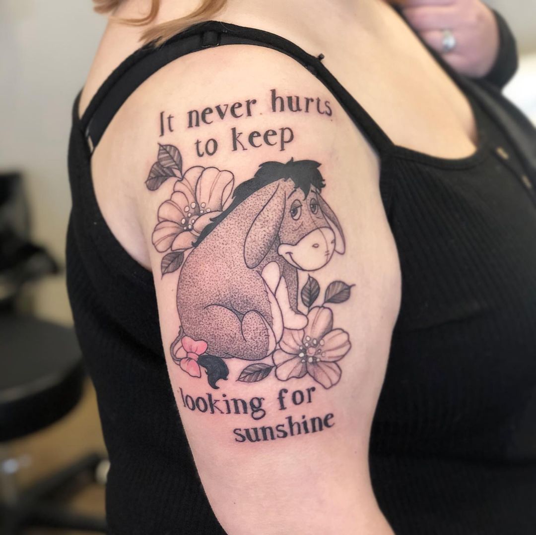 Eeyore Tattoo by Vanessa Spezowka at Crimson Empire Tattoo in Edmonton Alberta Canada