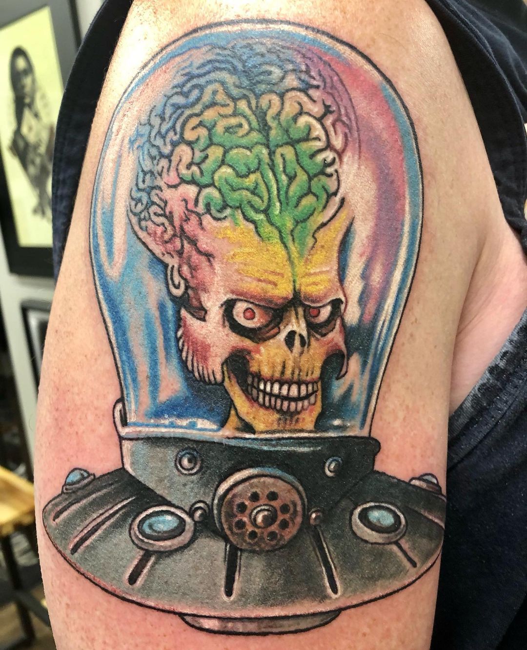 Mars Attacks Tattoo by Chris Labrenz at Black Gold Tattoo Co in Edmonton Alberta Canada