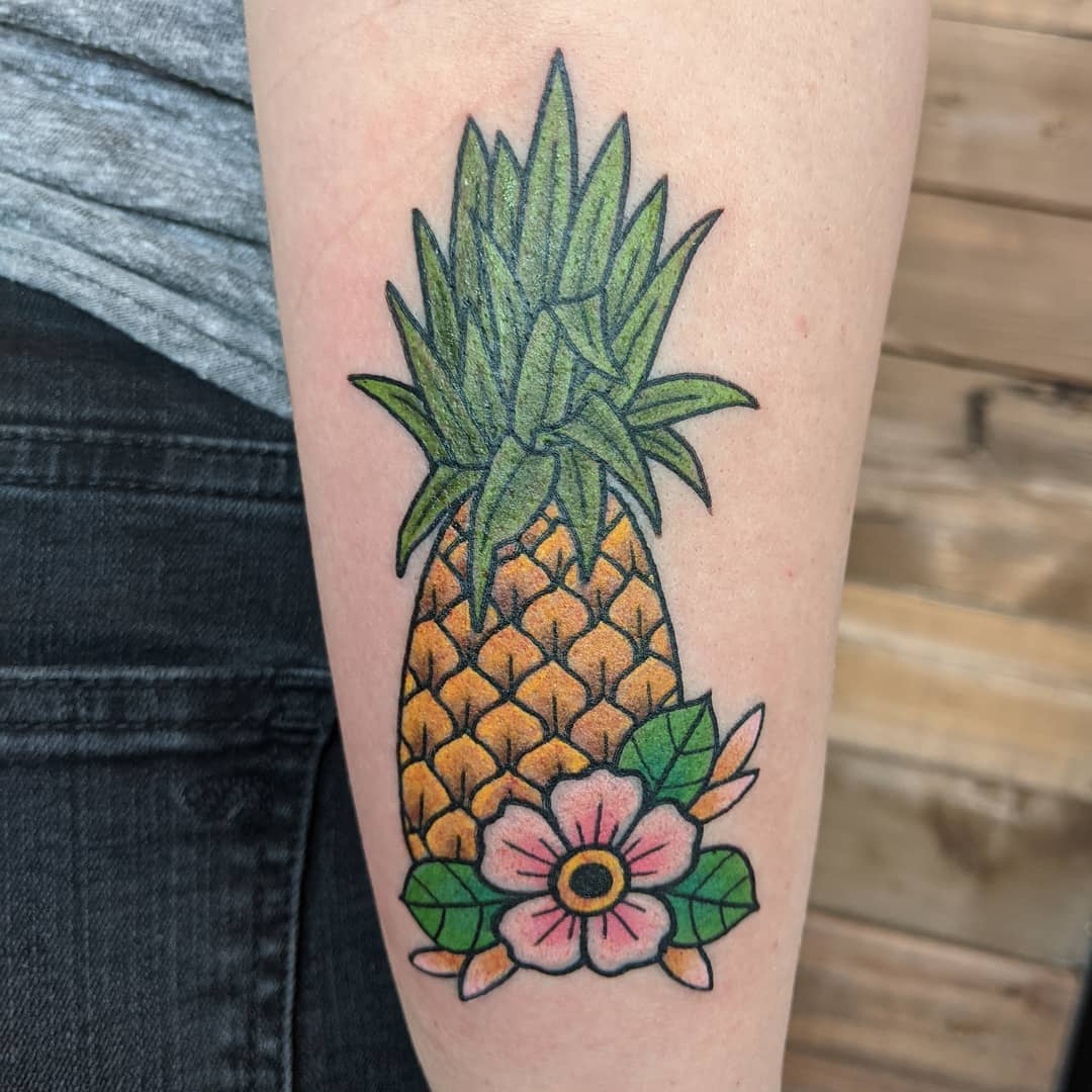 Pineapple Tattoo by Sheila Anderson at Crimson Empire Tattoo in Edmonton Alberta Canada