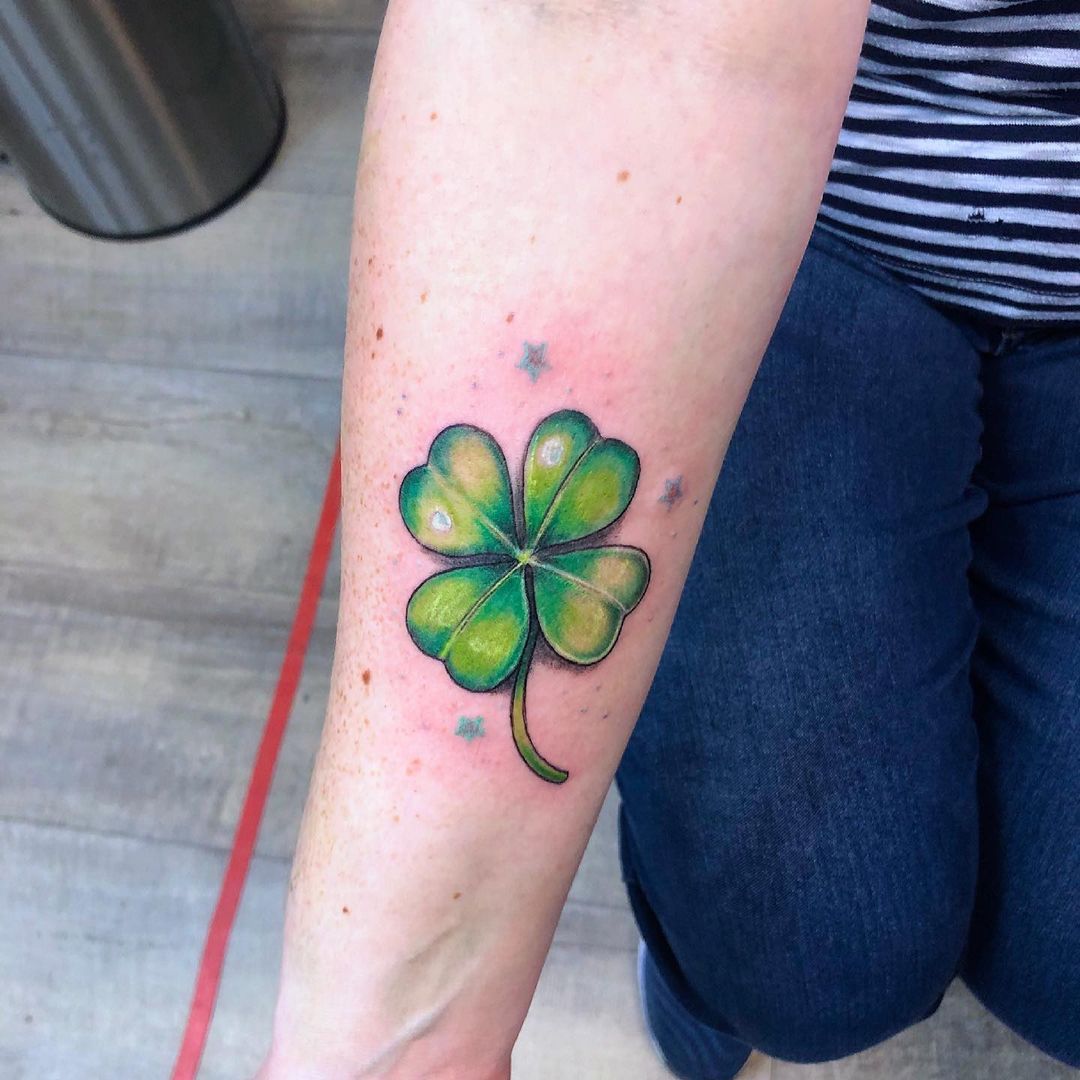 4 Leaf Clover Tattoo by Tony Honning at Crimson Empire Tattoo in Edmonton Alberta Canada