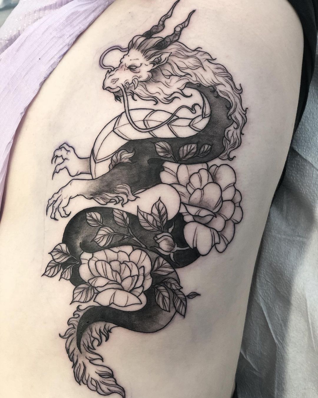 Dragon Tattoo by Vanessa Spezowka at Crimson Empire Tattoo in Edmonton Alberta Canada