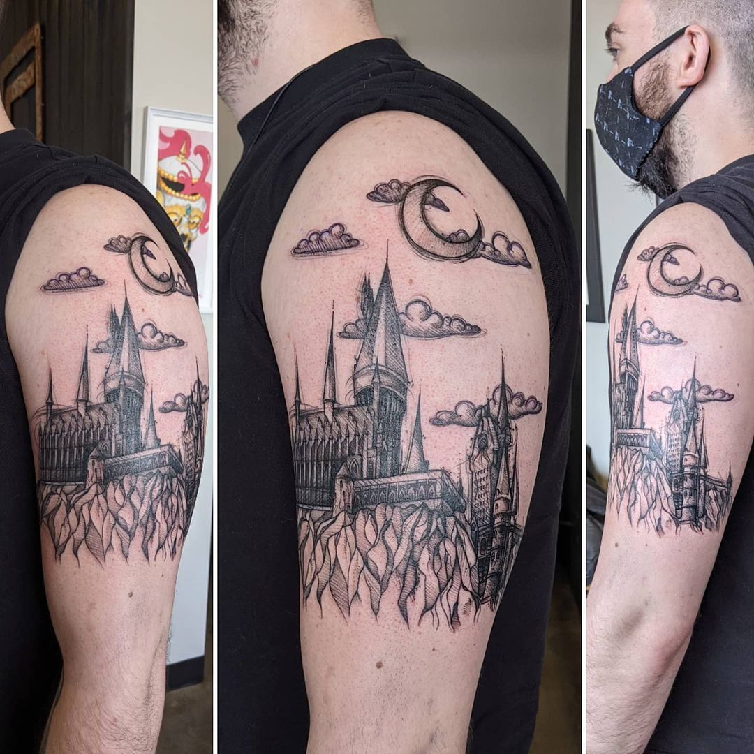 Hogwarts Tattoo by Adrienne Alexander at Crimson Empire Tattoo in Edmonton Alberta Canada