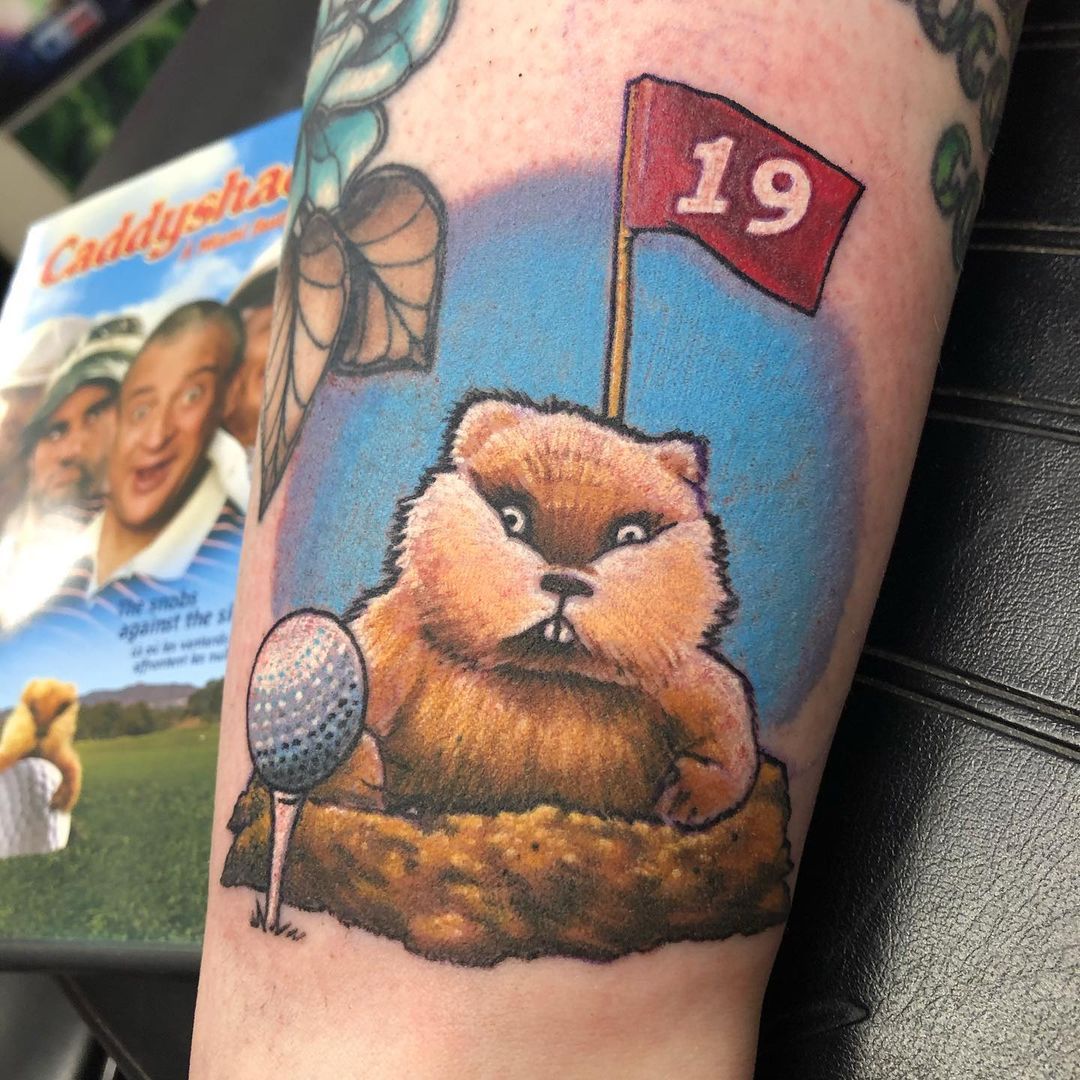 Caddyshack Tattoo by Chris Labrenz at Black Gold Tattoo Co in Edmonton Alberta Canada