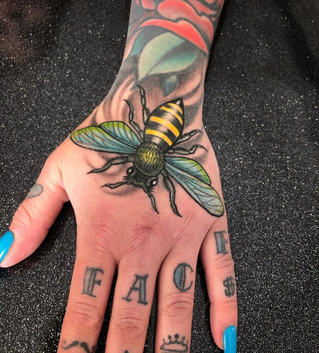 Bee Tattoo by Jess Alther at Black Gold Tattoo Co in Edmonton Alberta Canada