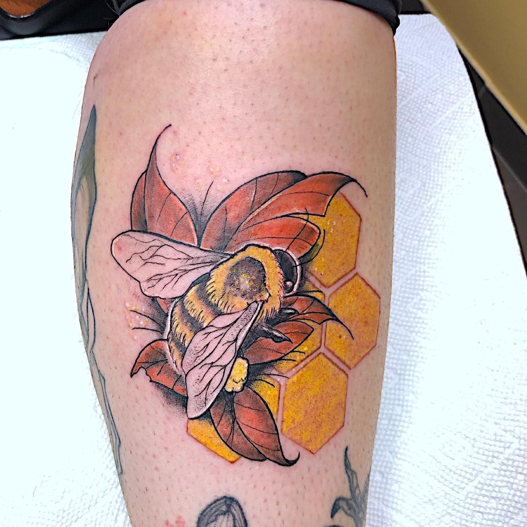 Bee Tattoo by Tony Honning at Crimson Empire Tattoo in Edmonton Alberta Canada