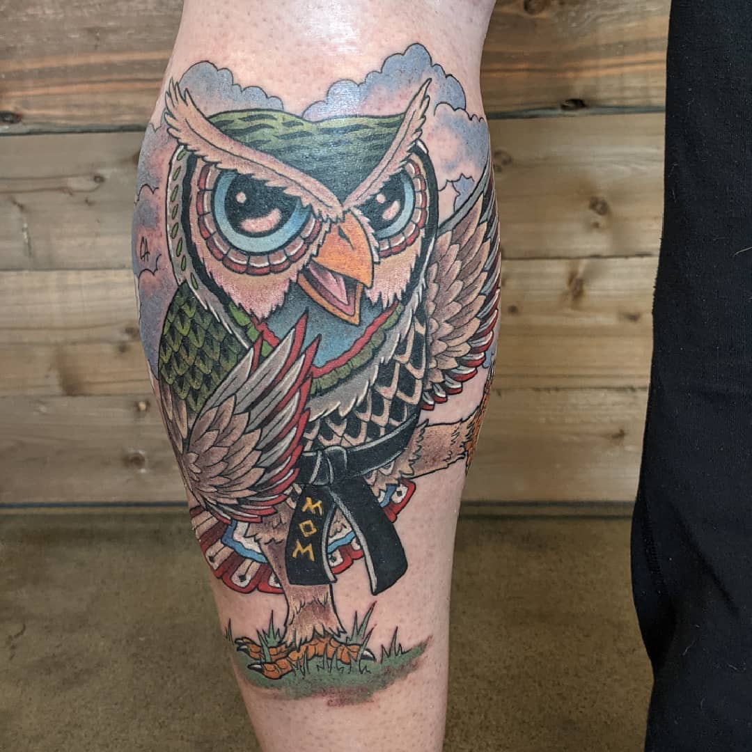 Owl Tattoo by Sheila Anderson at Crimson Empire Tattoo in Edmonton Alberta Canada