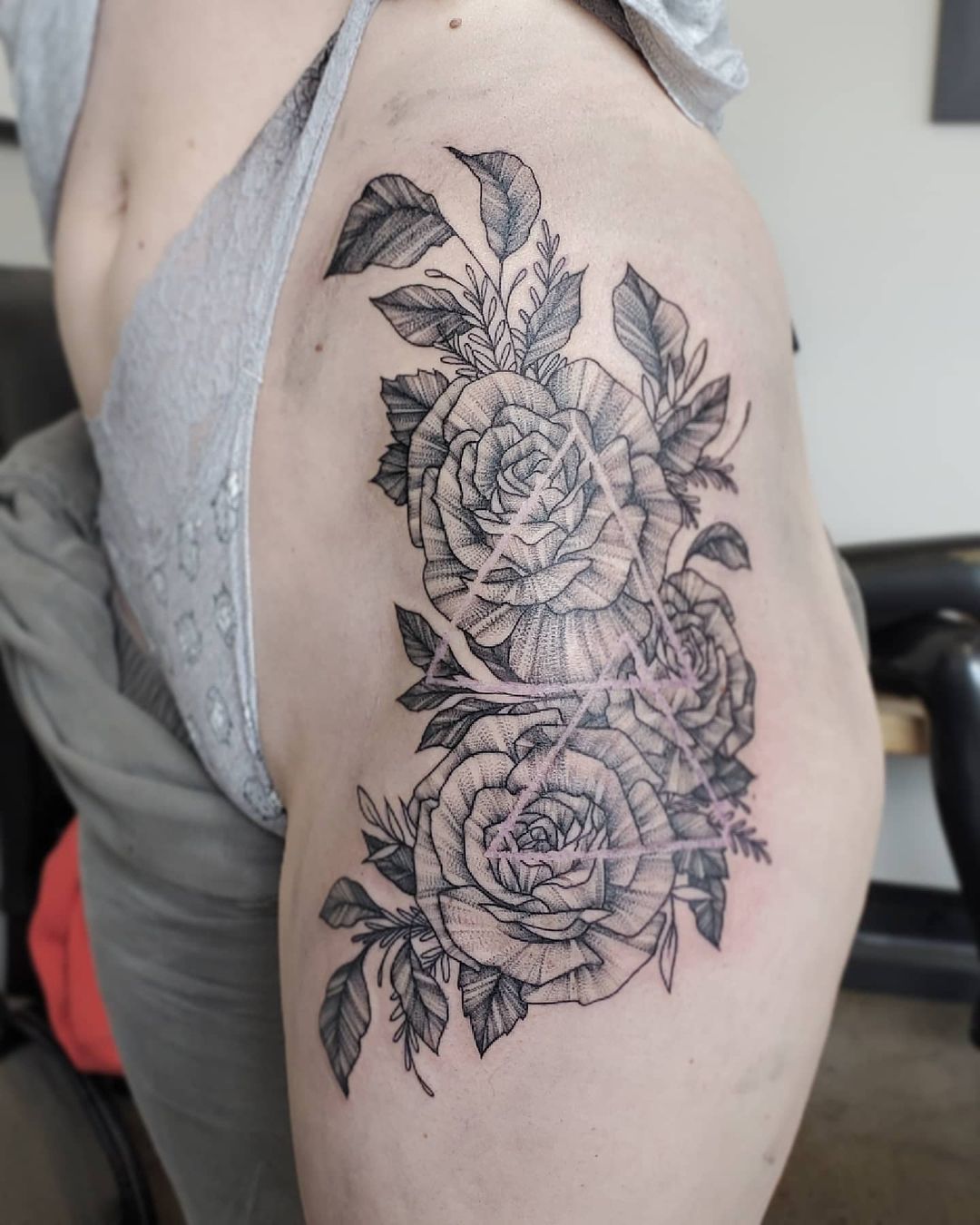 Floral Tattoo by Adrienne Alexander at Crimson Empire Tattoo in Edmonton Alberta Canada