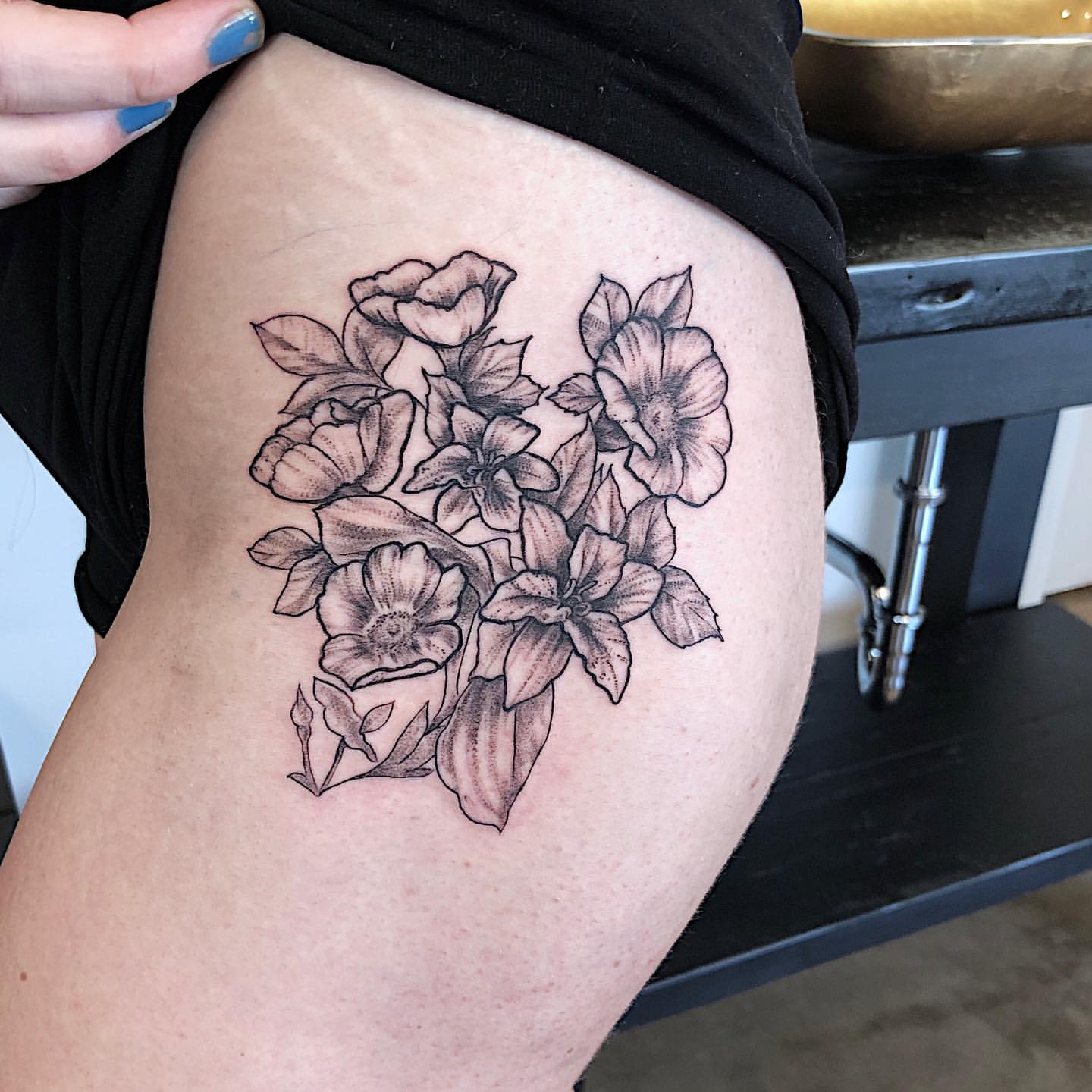 Floral Tattoo by Tony Honning at Crimson Empire Tattoo in Edmonton Alberta Canada