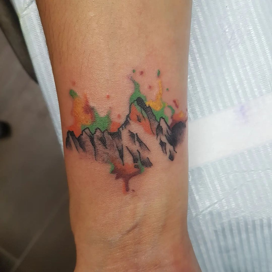 Mountain Tattoo by Wen at Crimson Empire Tattoo in Edmonton Alberta Canada