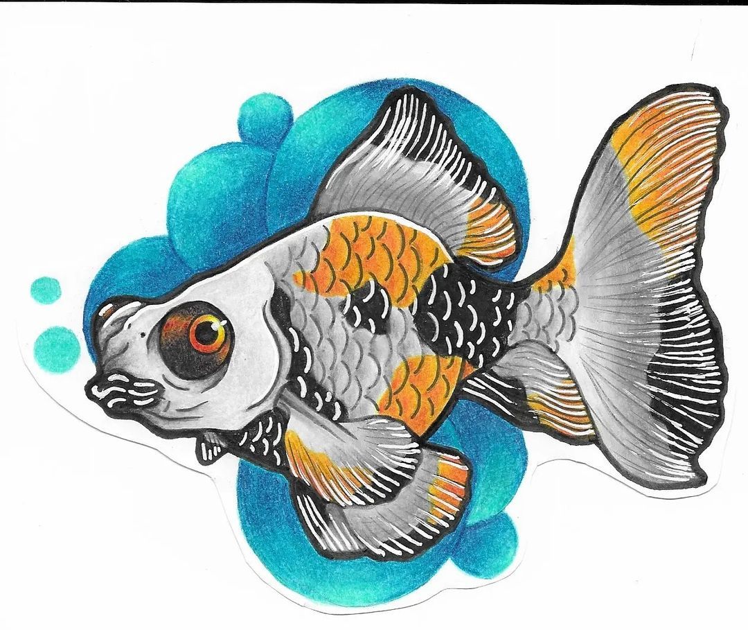 Goldfish Drawing by Wen at Crimson Empire Tattoo in Edmonton Alberta Canada