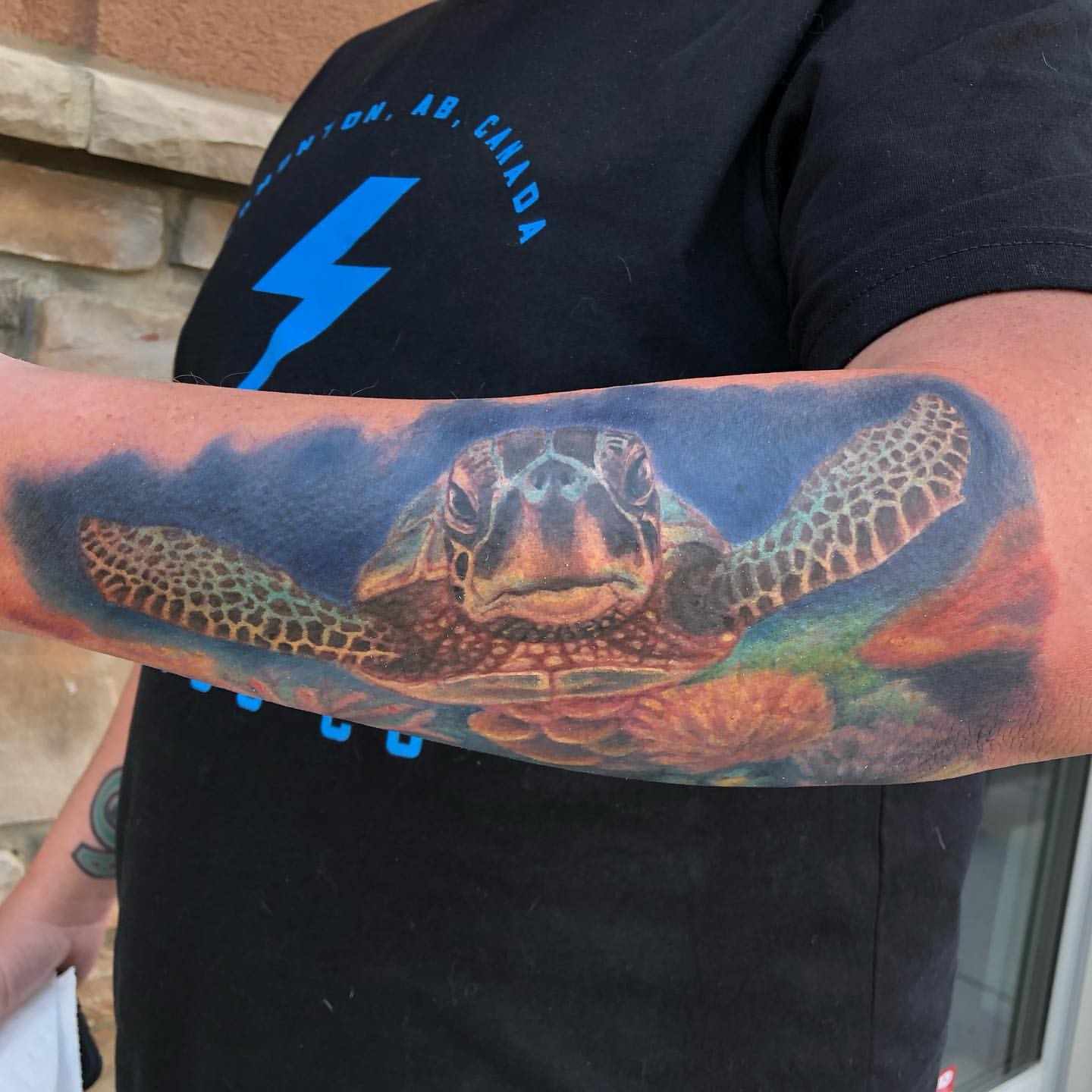 Sea Turtle Tattoo by Steve Hayes at Black Gold Tattoo Co in Edmonton Alberta Canada