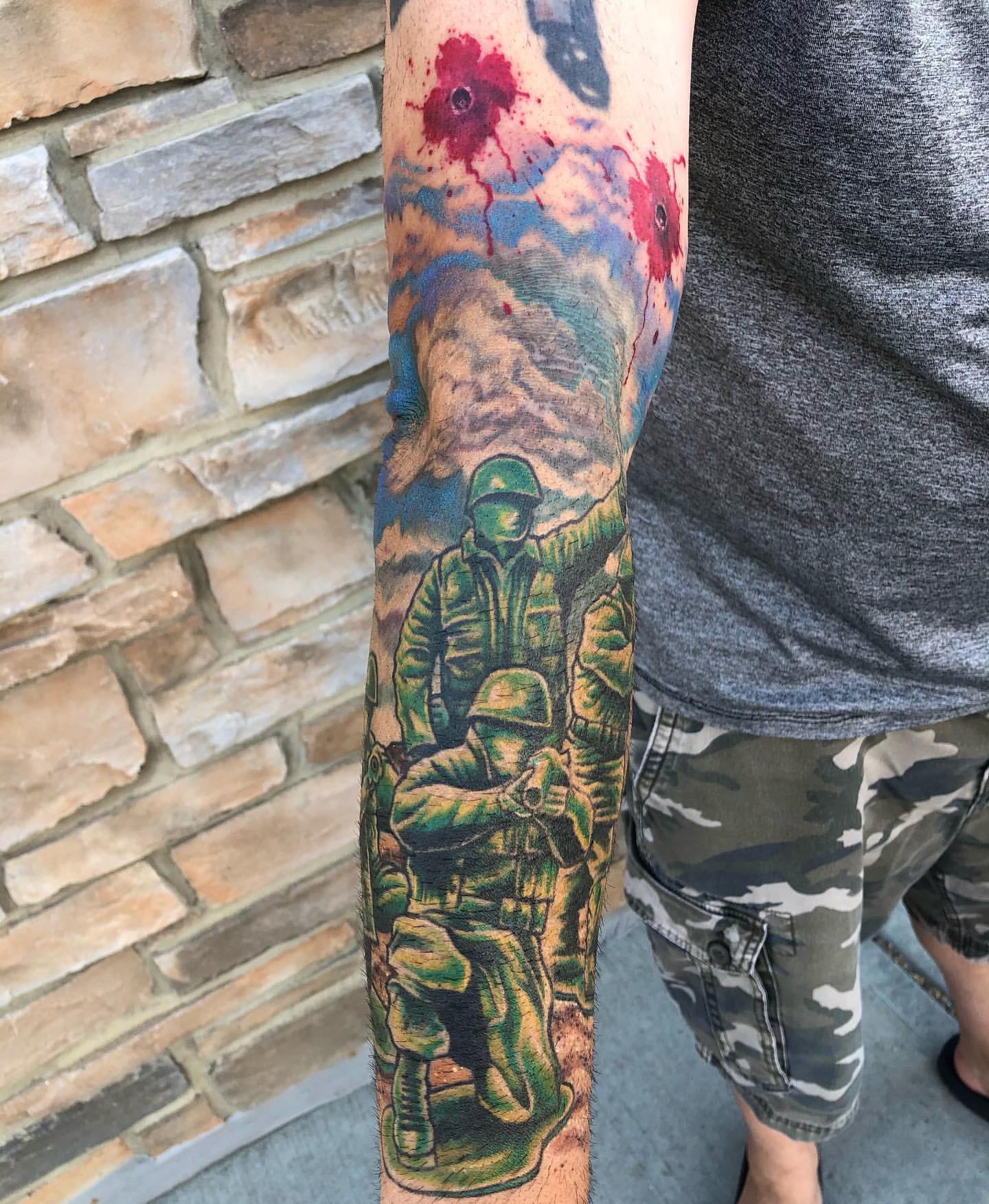 Toy Soldiers Tattoo by Chris Labrenz at Black Gold Tattoo Co in Edmonton Alberta Canada
