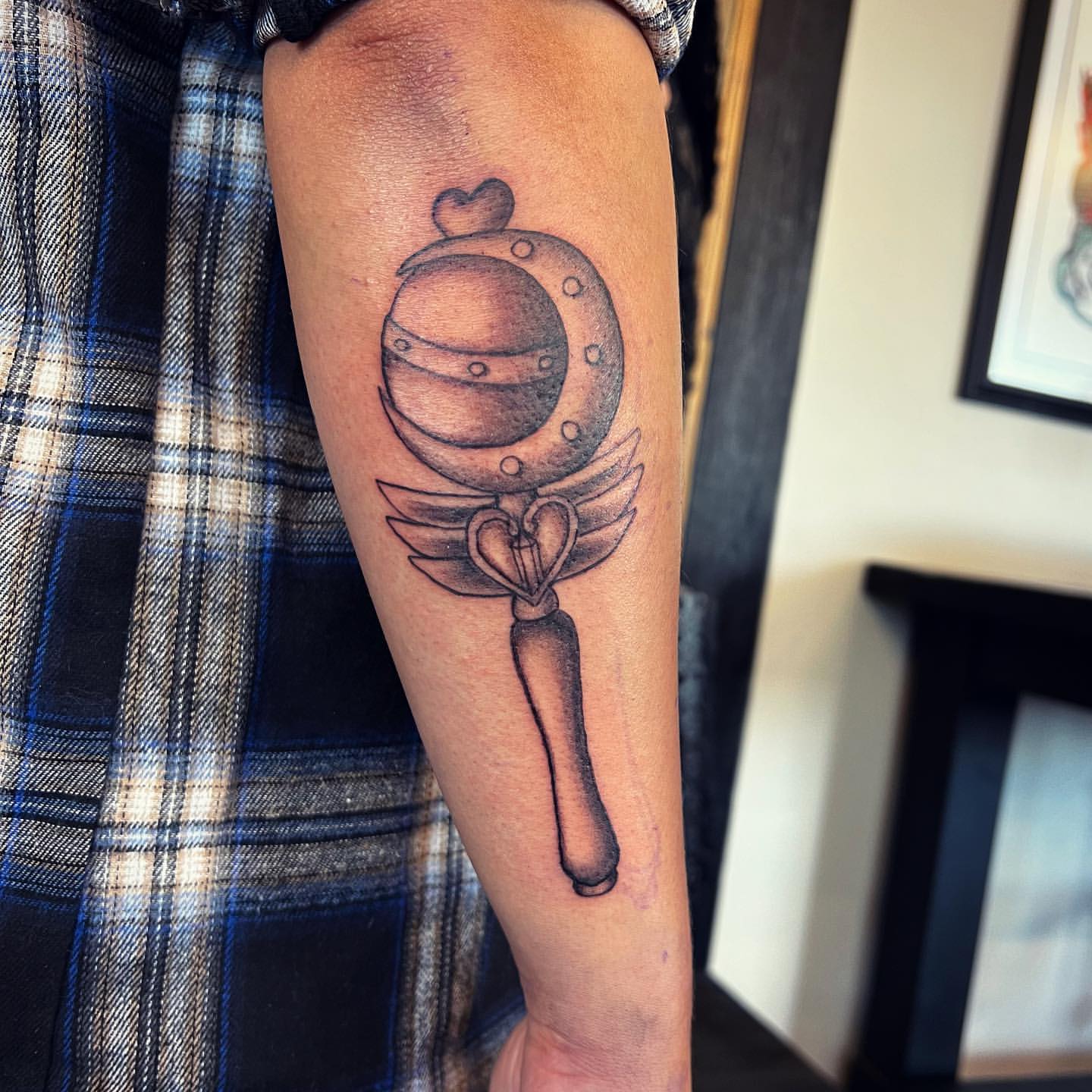 Sailor Moon Wand Tattoo by Vinny Nguyen at Crimson Empire Tattoo in Edmonton Alberta Canada