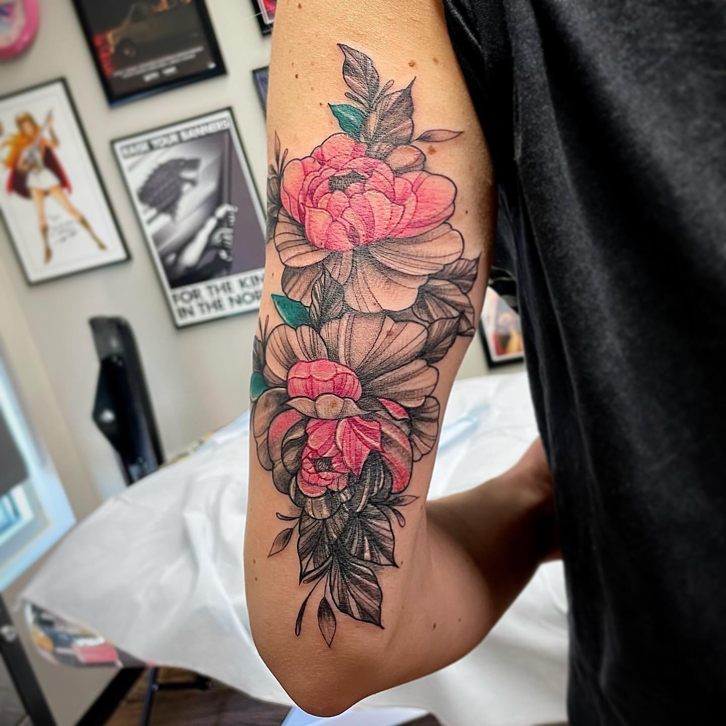 Floral Tattoo by Jess Alther at Black Gold Tattoo Co in Edmonton Alberta Canada