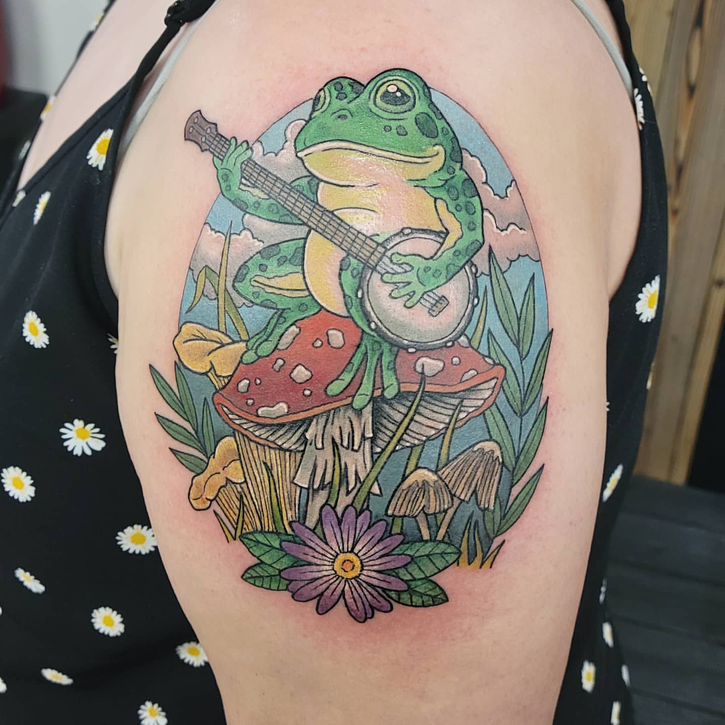 Frog Tattoo by Sheila Anderson at Crimson Empire Tattoo in Edmonton Alberta Canada