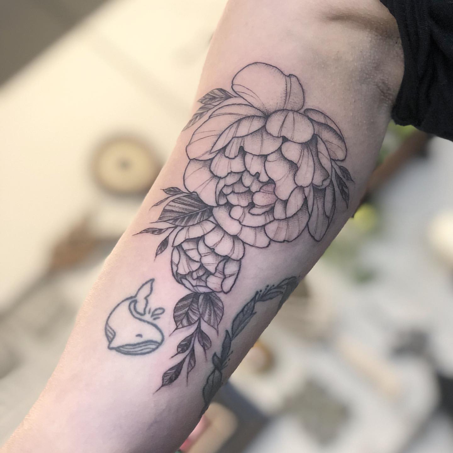 Peony Tattoo by Vanessa Spezowka at Crimson Empire Tattoo in Edmonton Alberta Canada