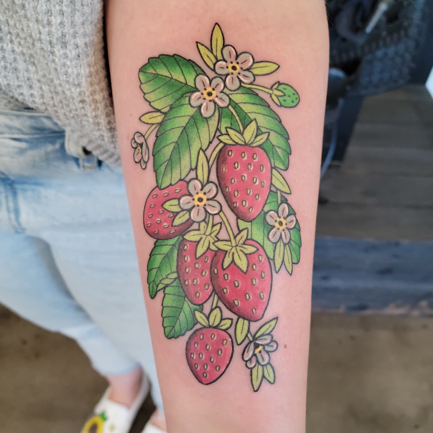 Strawberry Tattoo by Sheila Anderson at Crimson Empire Tattoo in Edmonton Alberta Canada