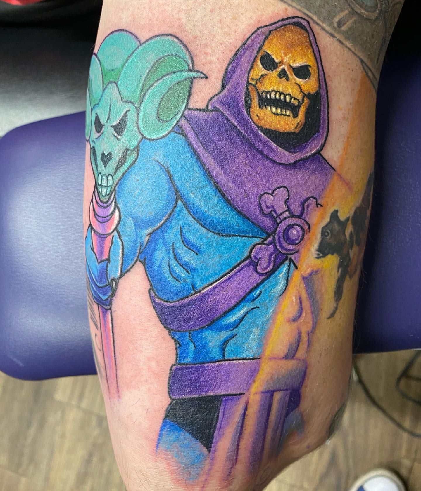 Skeletor Tattoo by Chris Labrenz at Black Gold Tattoo Co in Edmonton Alberta Canada