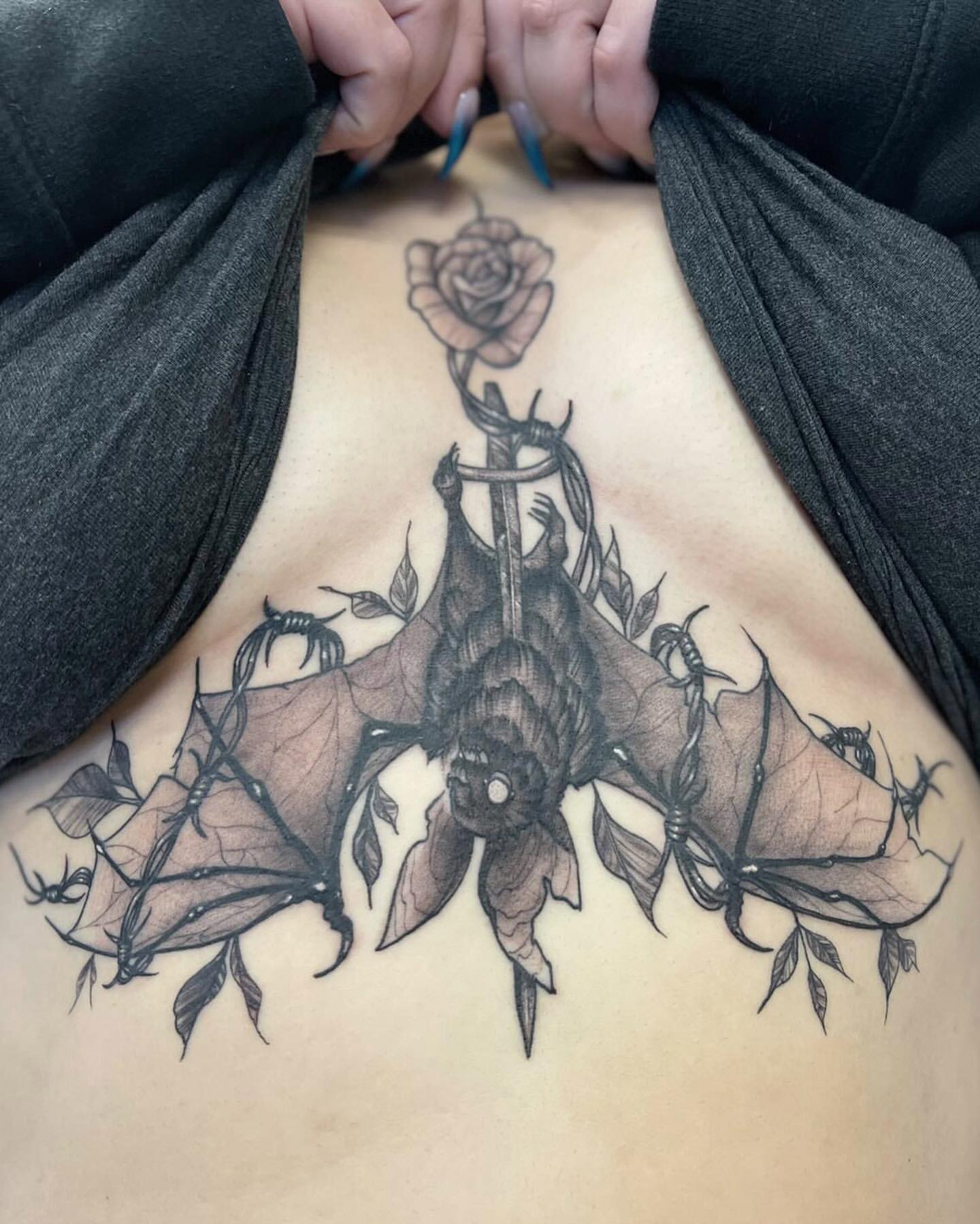 Baby Bat Tattoo by Vanessa Spezowka at Crimson Empire Tattoo in Edmonton Alberta Canada
