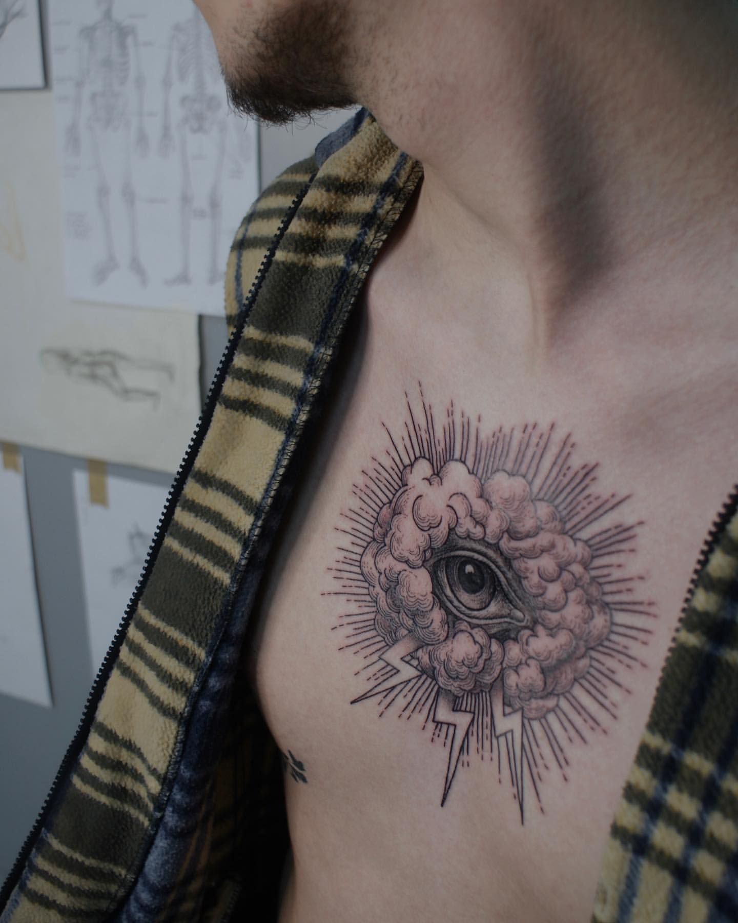 Storm Cloud and Eye Tattoo by Liza Kruk at Silver Ghost Tattoo in Edmonton Alberta Canada