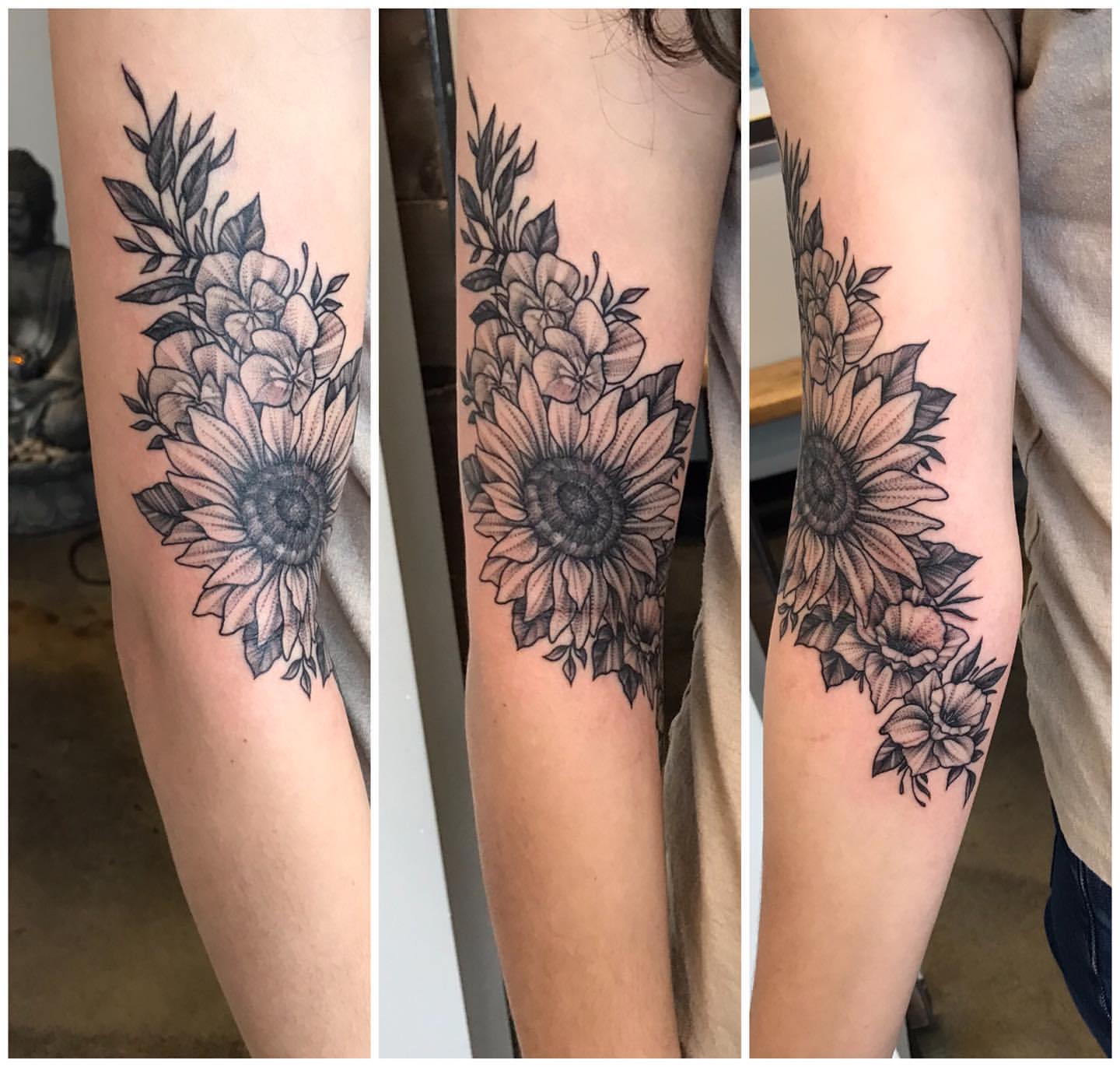 Sunflower Tattoo by Adrienne Alexander at Crimson Empire Tattoo in Edmonton Alberta Canada