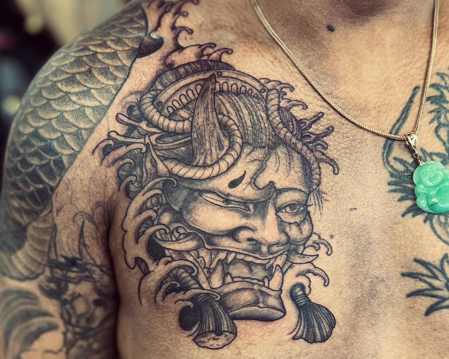 Hannya Tattoo by Vinny Nguyen at Crimson Empire Tattoo in Edmonton Alberta Canada
