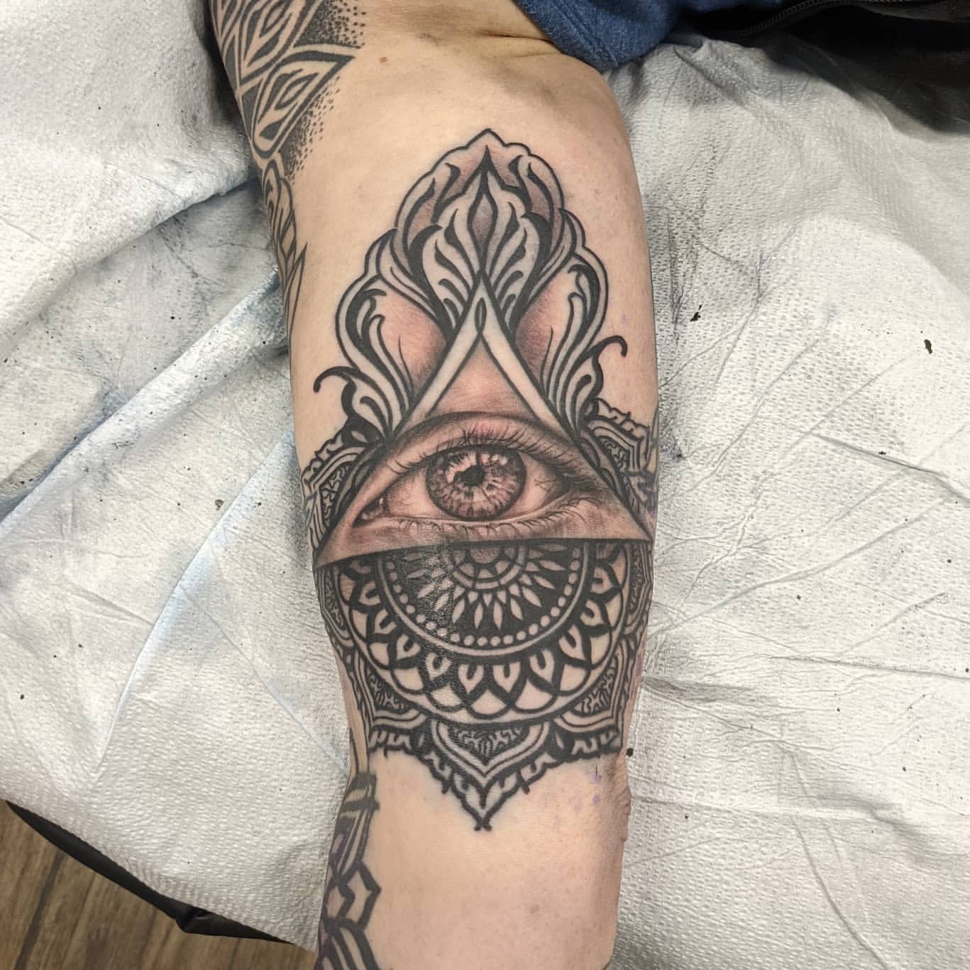Geometric Eye Tattoo by Amber Strange at Black Gold Tattoo Co in Edmonton Alberta Canada