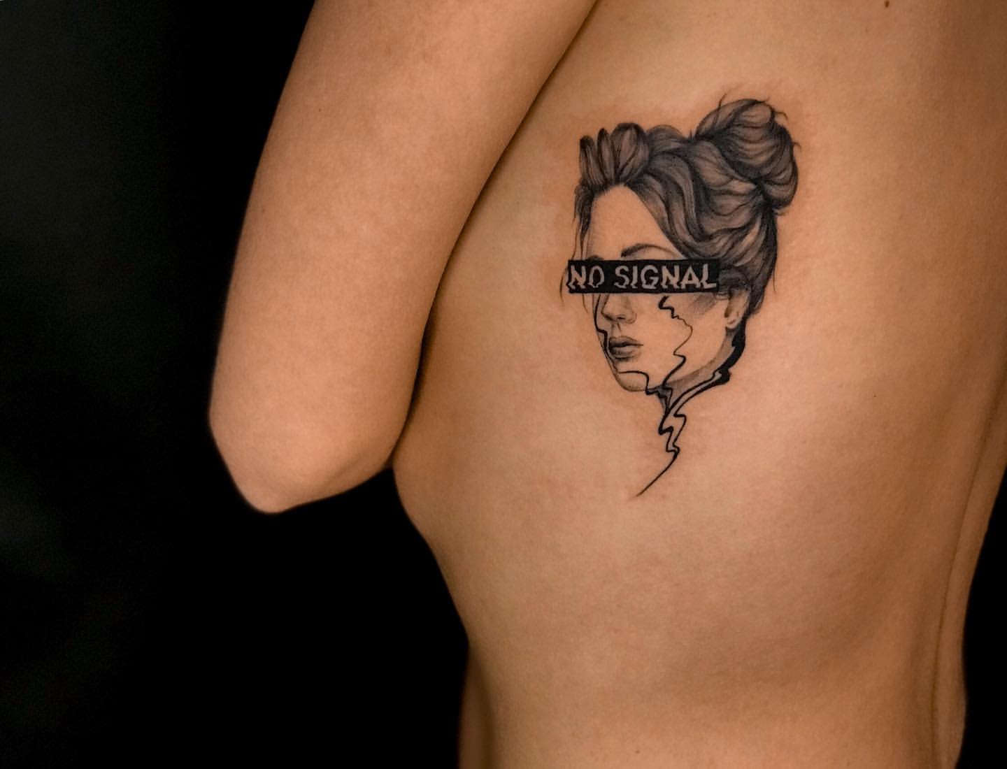 Abstract Face Tattoo by Anastasiya at Silver Ghost Tattoo in Edmonton Alberta Canada