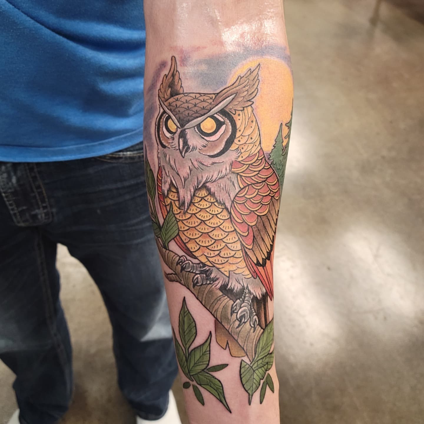 Owl Tattoo by Sheila Anderson at Crimson Empire Tattoo in Edmonton Alberta Canada