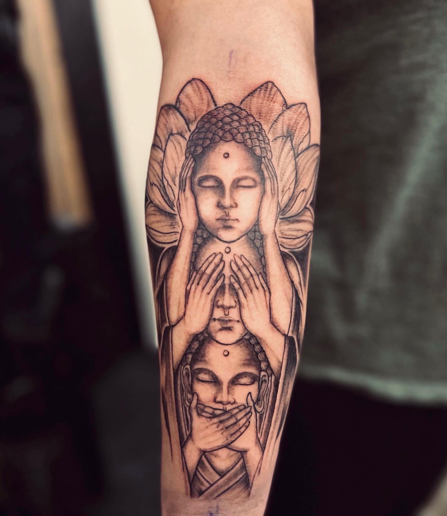 Hear, See, Speak No Evil Tattoo by Vinny Nguyen at Crimson Empire Tattoo in Edmonton Alberta Canada